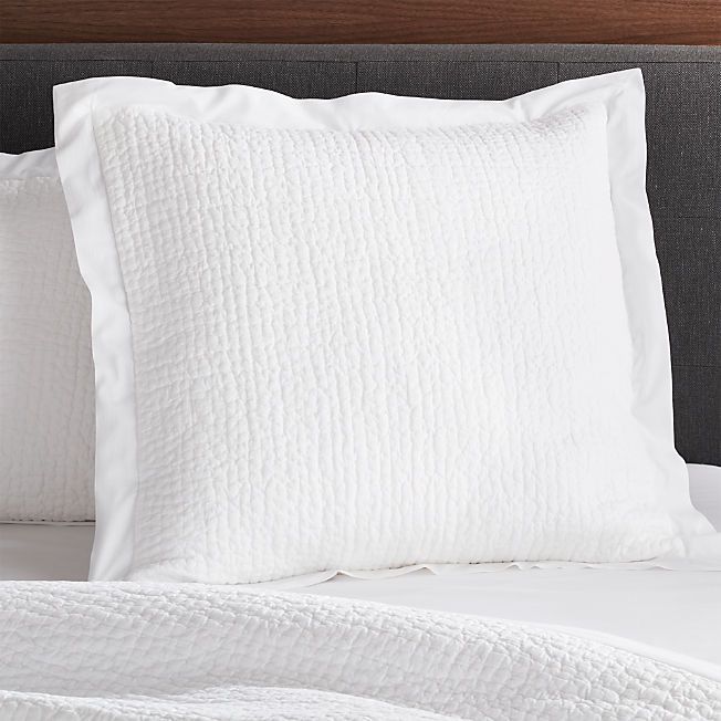 Celeste White Cotton Solid Euro Sham + Reviews | Crate & Barrel | Crate & Barrel