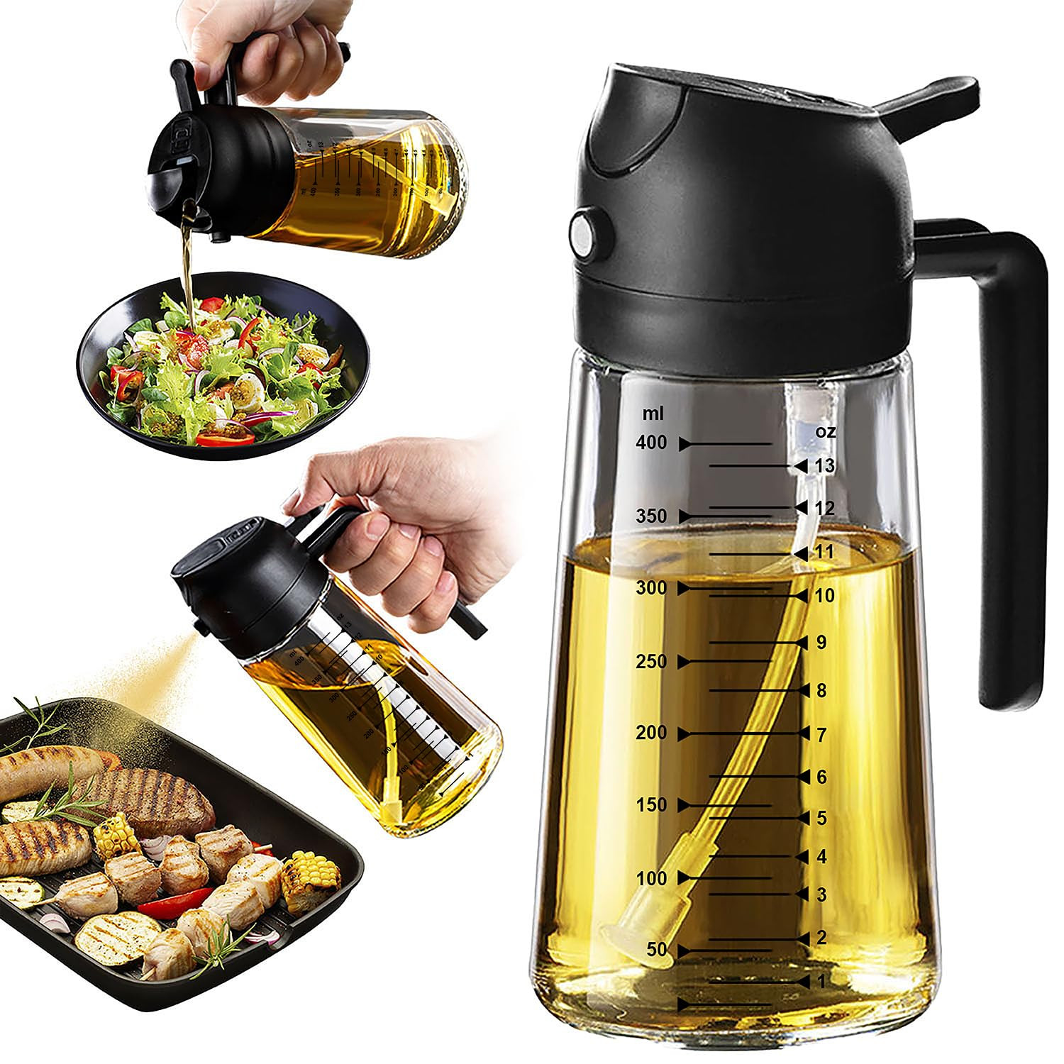 TrendPlain 16oz/470ml Glass Olive Oil Sprayer for Cooking – 2 in 1 Olive Oil Dispenser Bottle f... | Amazon (US)