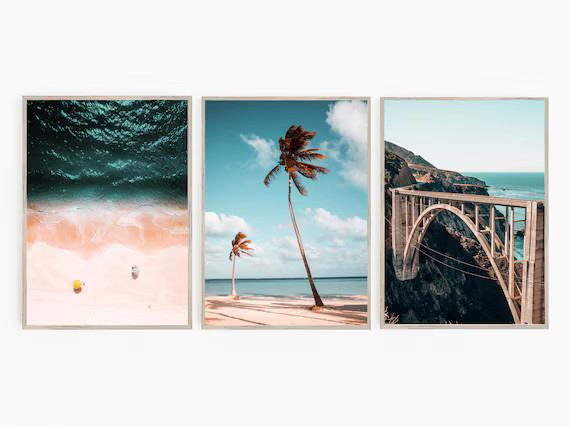 California Surf Art Set of 3 Prints Beach Wall Art Summer Prints Beach Poster Sunset Print Surfbo... | Etsy (US)