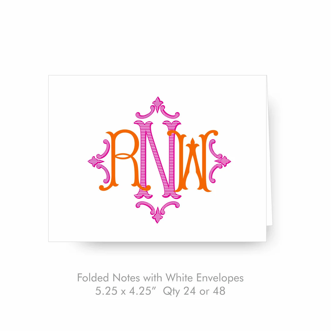 Personalized Monogrammed Notecards Interlocking Monogram - Etsy | Etsy (US)