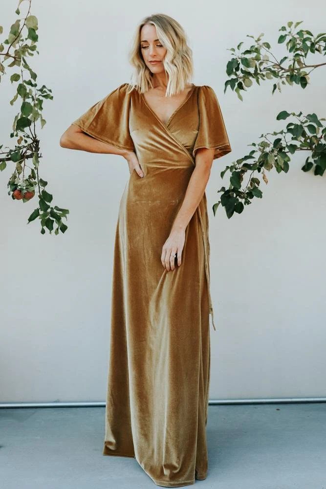 Meghan Velvet Wrap Maxi Dress | Sage | Baltic Born