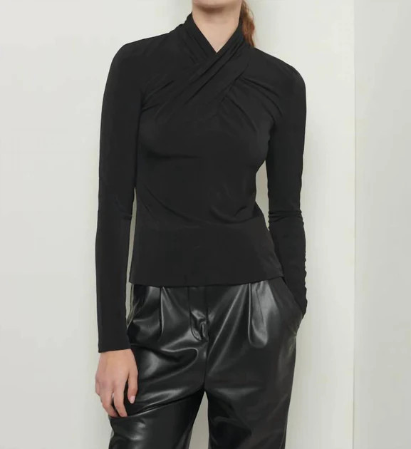 Krini Long Sleeve Twist Top In Black | Shop Simon