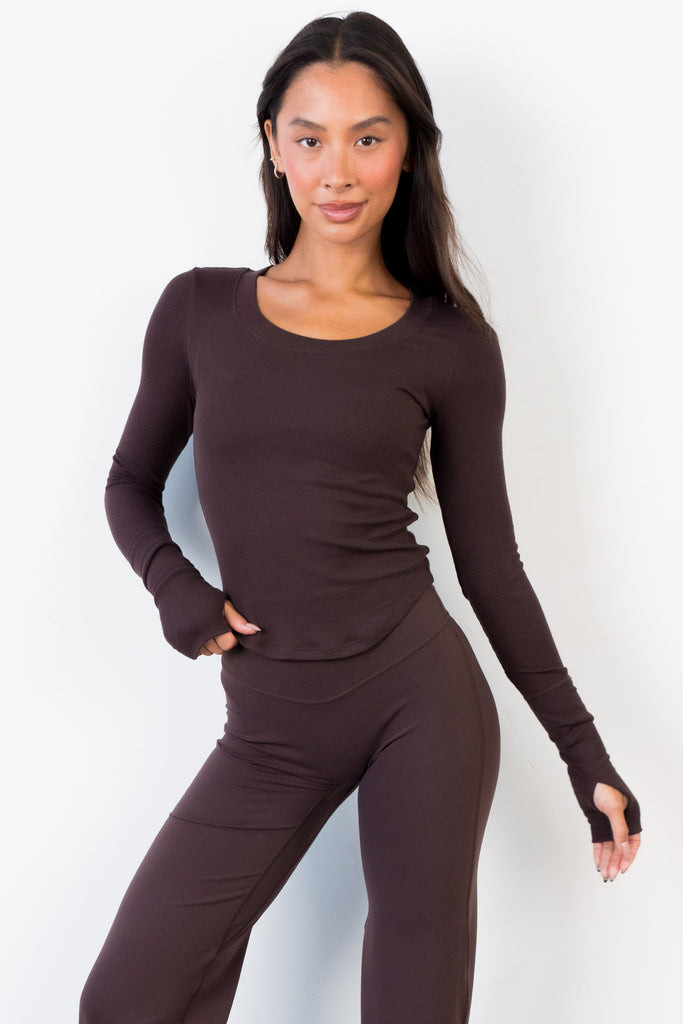 Vitality Essential Rib Scoop Top - Espresso | Vitality