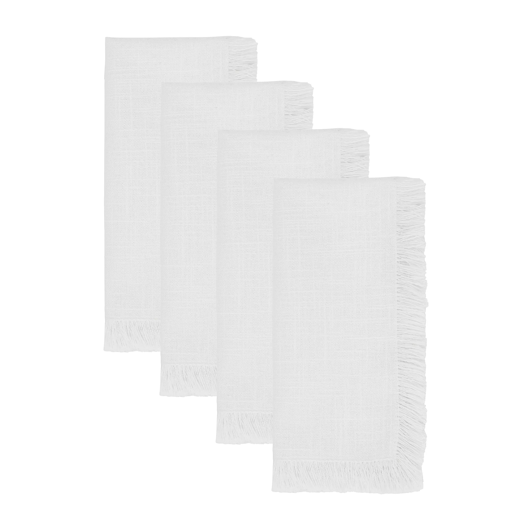 My Texas House Solid Fringe Cloth Dinner Table Napkins, 4 Pieces, White - Walmart.com | Walmart (US)