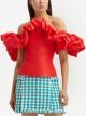 off-shoulder ruffle-sleeve silk blouse | Farfetch Global