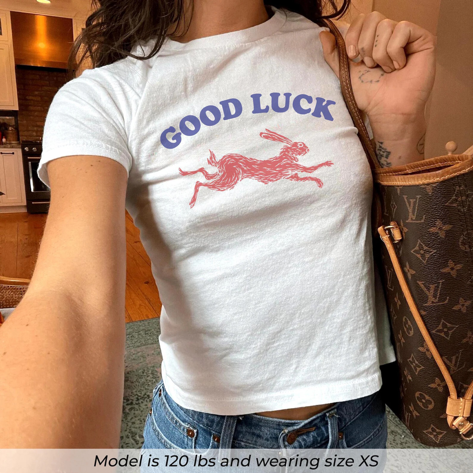 Good Luck Rabbit Baby Tee, Lucky Graphic Tee for Women, Retro Western Style Shirt, Cool Vintage A... | Etsy (Global)