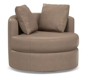 Balboa Leather Swivel Armchair | Pottery Barn (US)