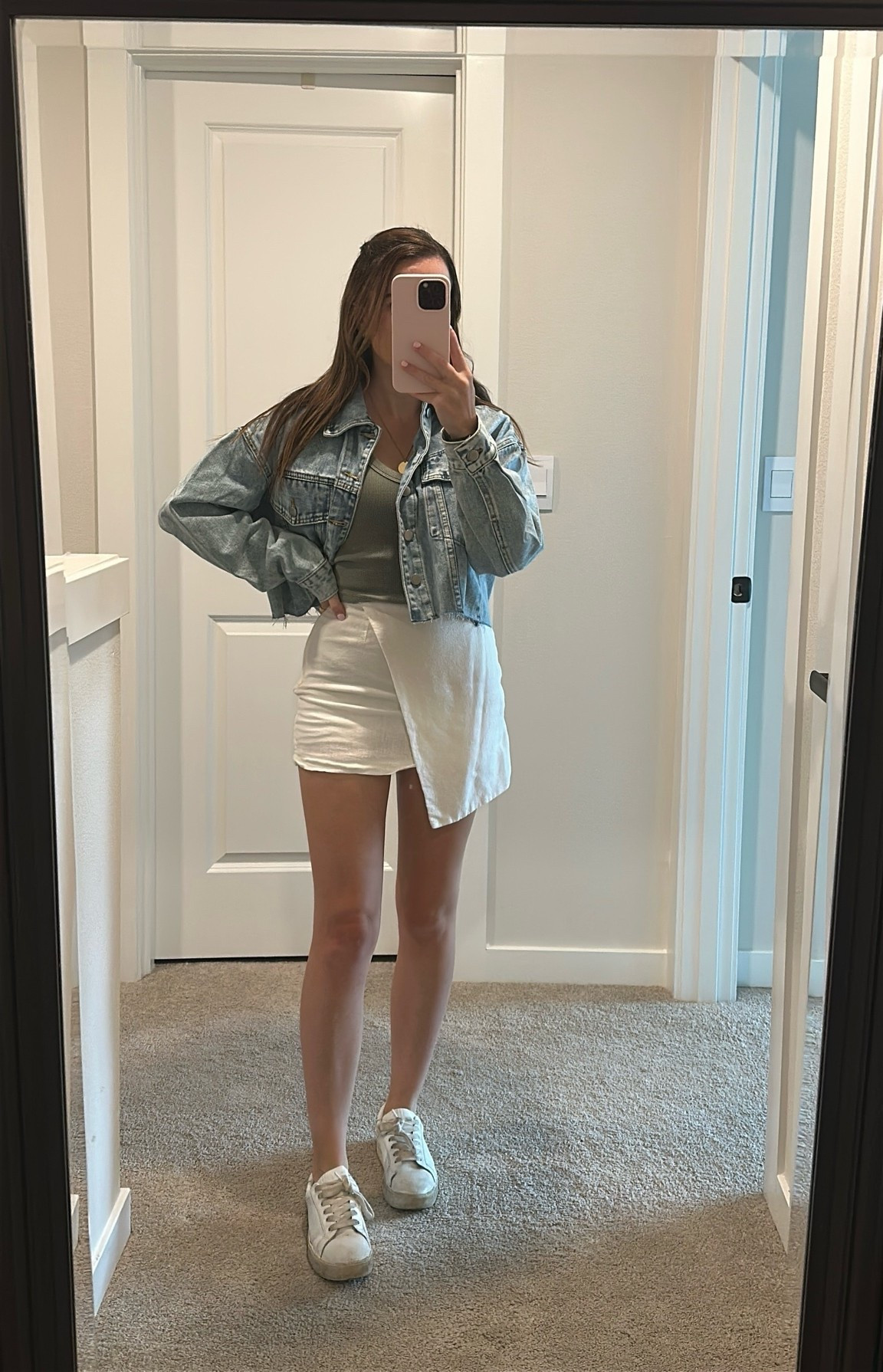 casual summer brunch ootd 🤍 cropped denim jacket from amazon, fits tts!

#LTKootd #LTKgrwm #LTKSeasonal