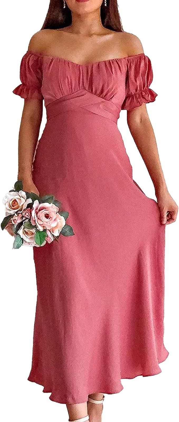 Women's Floral Maxi Dresses A Line Summer Boho Dress Beach Party Long Dress | Amazon (US)