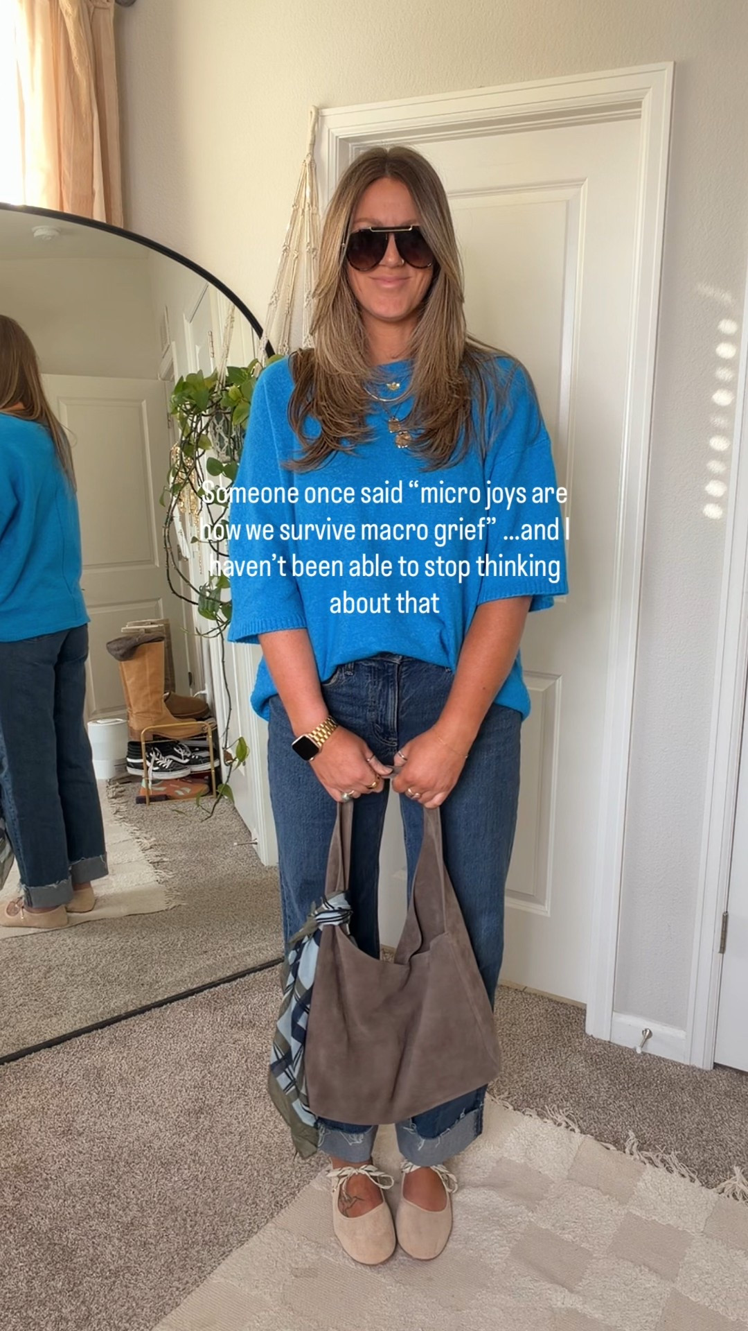 I love this quote!
Spring outfit deets: large sweater, 30 long jeans, 11 flats 

#LTKOver40 #LTKTall