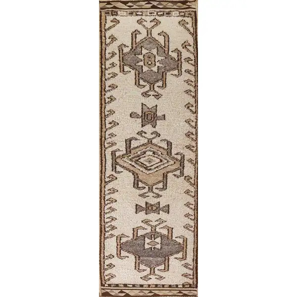 Geometric Anatolian Turkish Runner Rug Hand-knotted Wool Carpet - 3'5"x 11'11" - Bed Bath & Beyon... | Bed Bath & Beyond