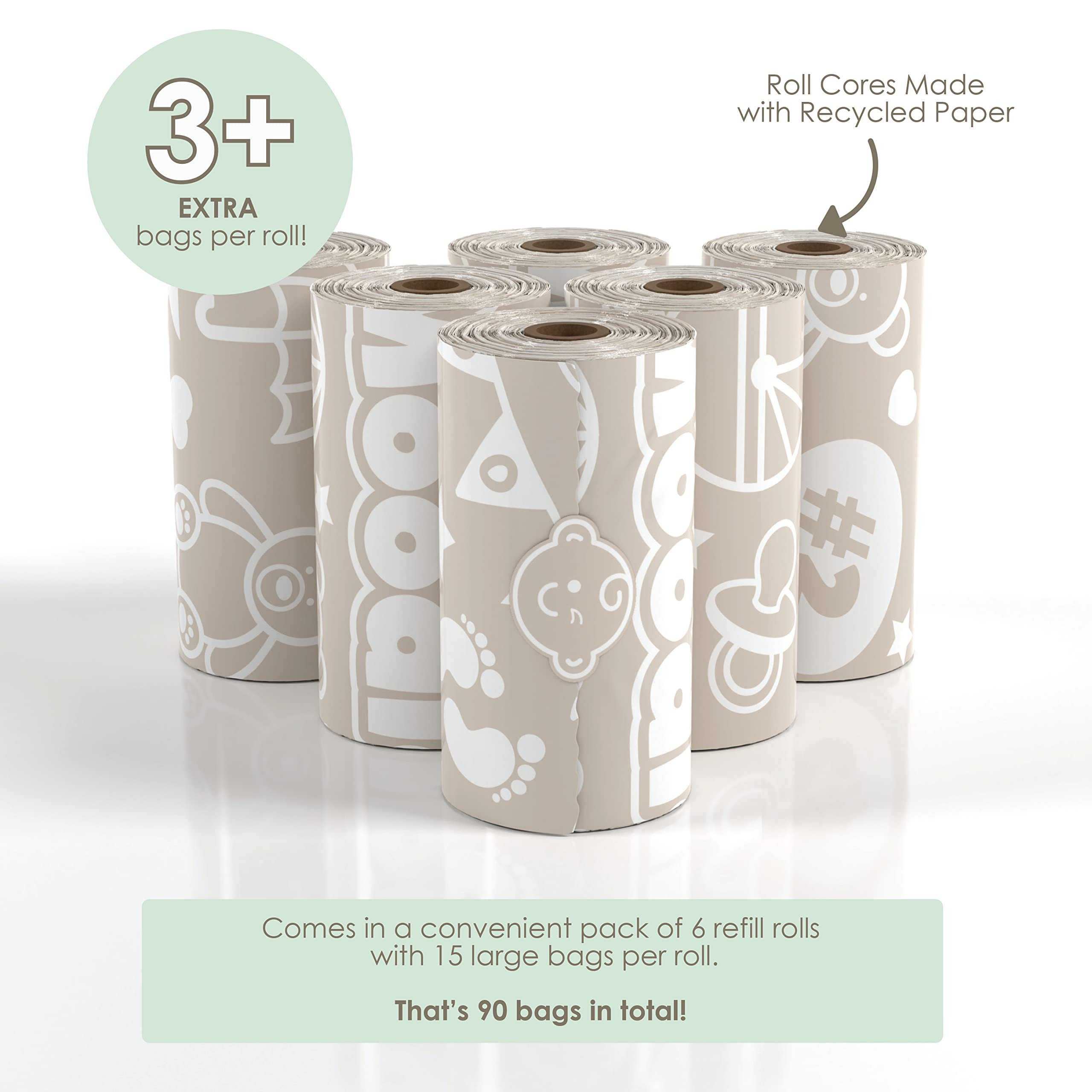 Disposable Diaper Bags (90 BAGS in TOTAL) | UNSCENTED Dirty Diaper Bags Disposable (6 Refill Roll... | Amazon (US)