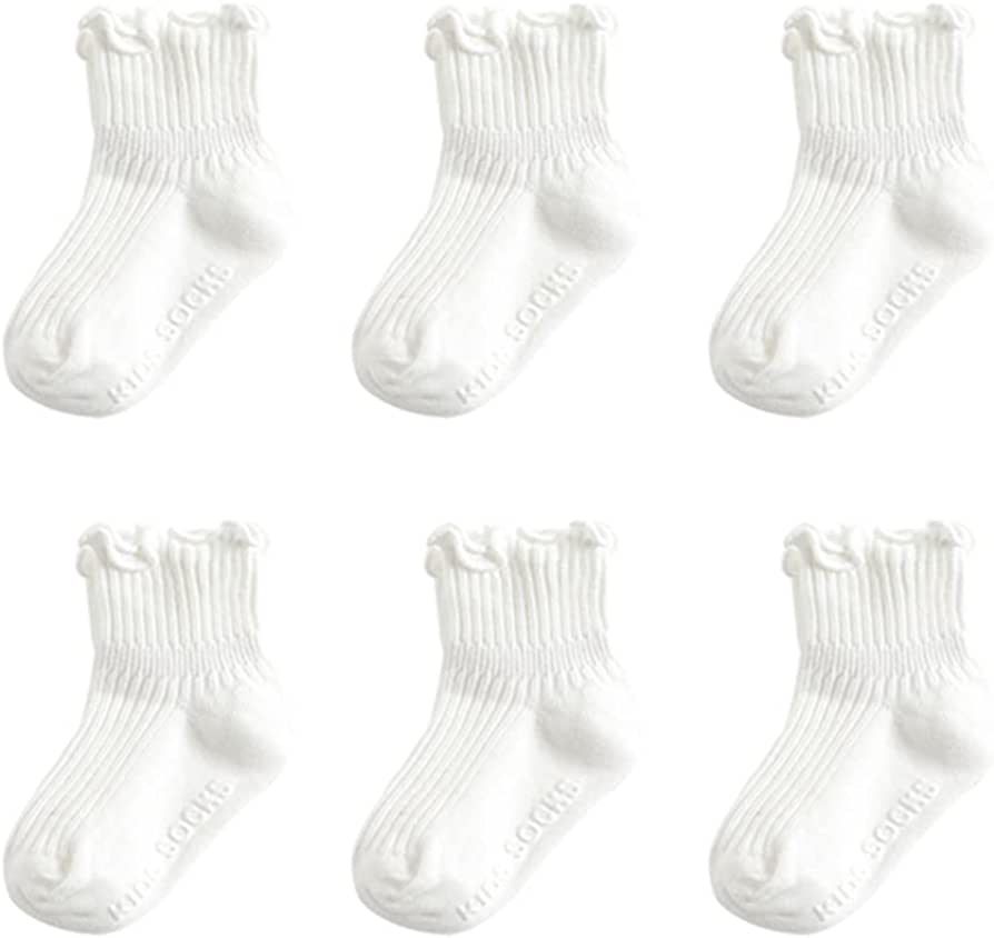 Toddler Anti Slip Non Skid Socks Baby Little Girls Frilly Ruffle 6 Pairs | Amazon (US)