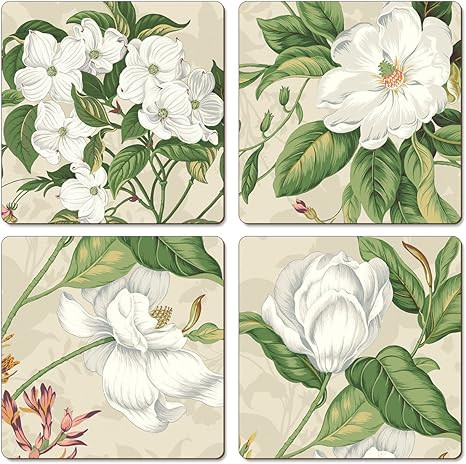 Cala Home Garden Images Natural Decorative Hardboard Cork Backed Coasters 4 Pack Layered Construc... | Amazon (US)