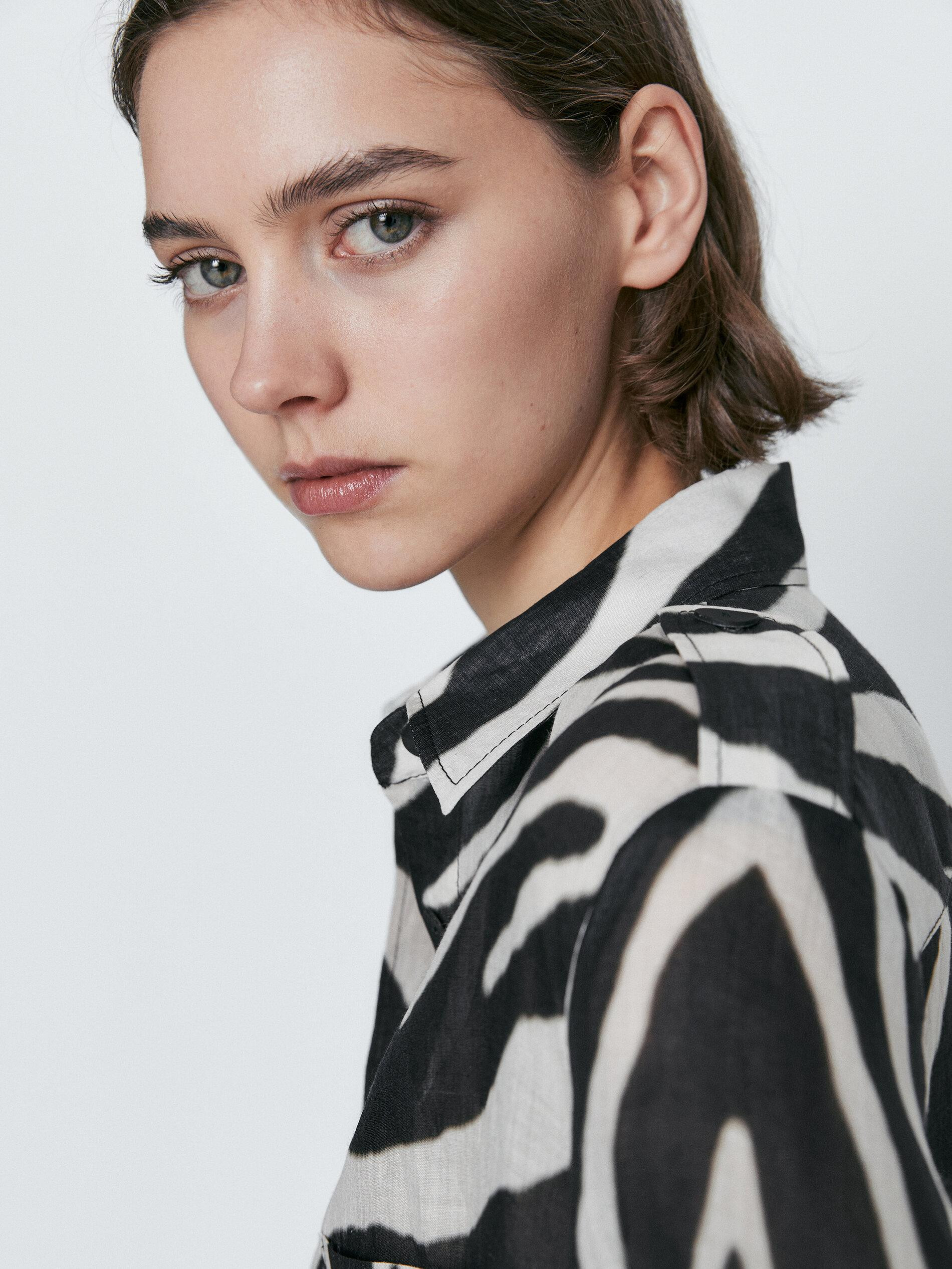 Ramie shirt with zebra print | Massimo Dutti US