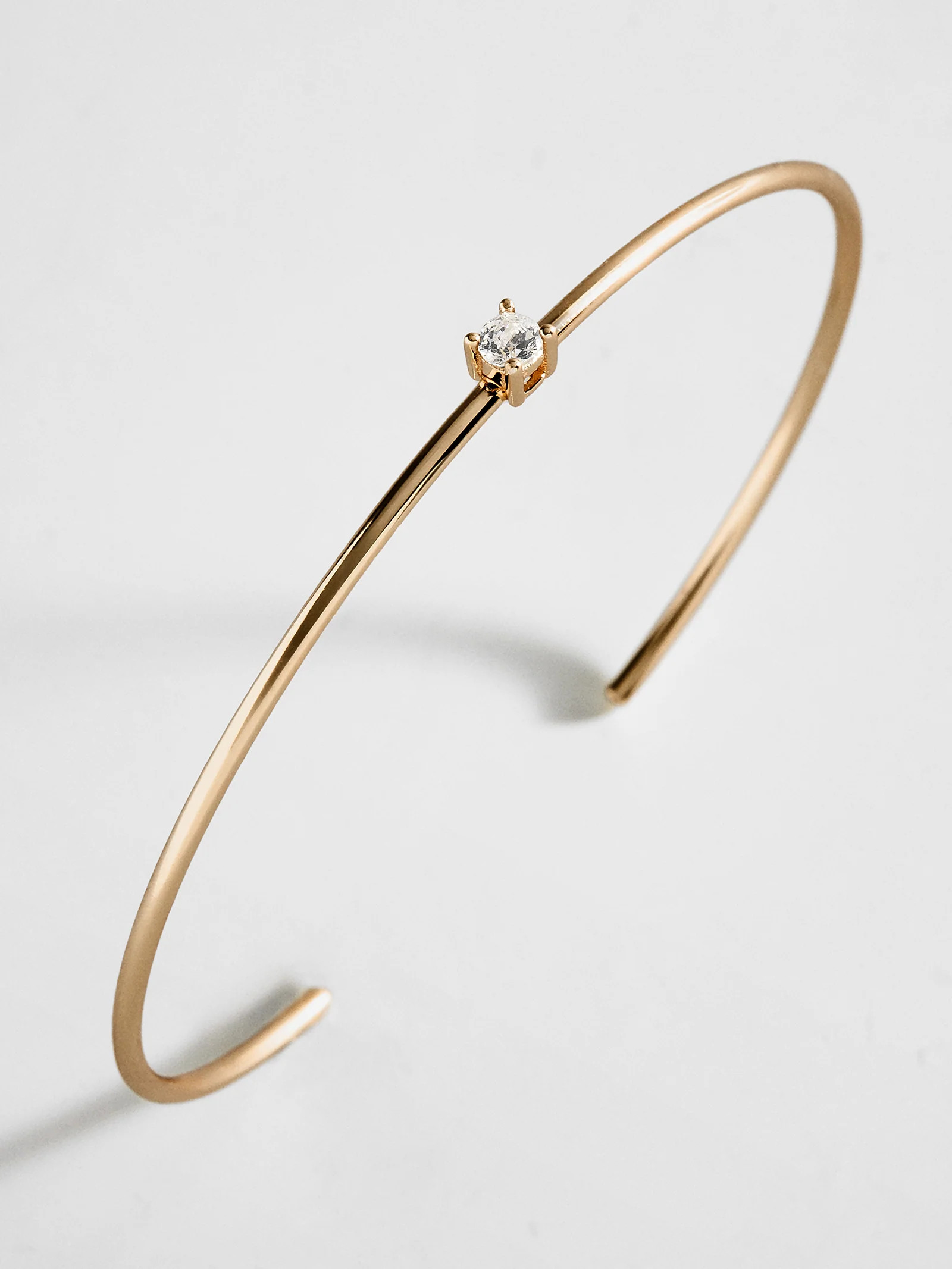 Valentina 14K Gold Cuff Bracelet - Gold Cuff, Round Stone | BaubleBar