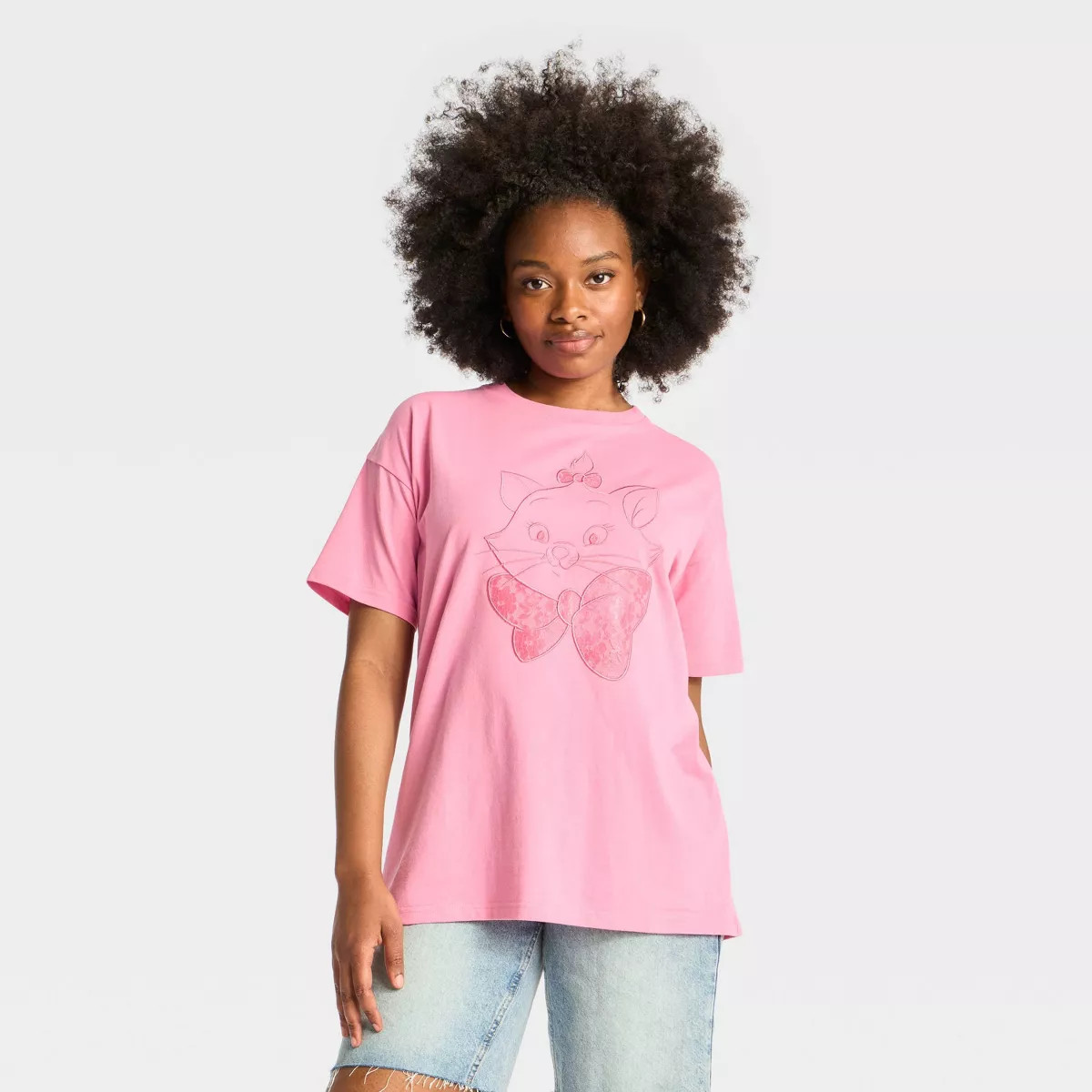 Women's Aristocats Marie Short Sleeve Graphic Oversized T-Shirt - Pink | Target
