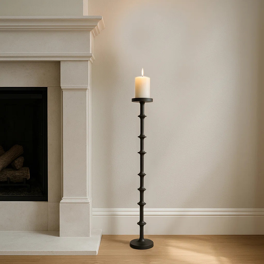 Adel Modern Metal Wood Aluminum Candle Holder for Pillar or Taper Candles Decorative Single Candl... | Wayfair North America