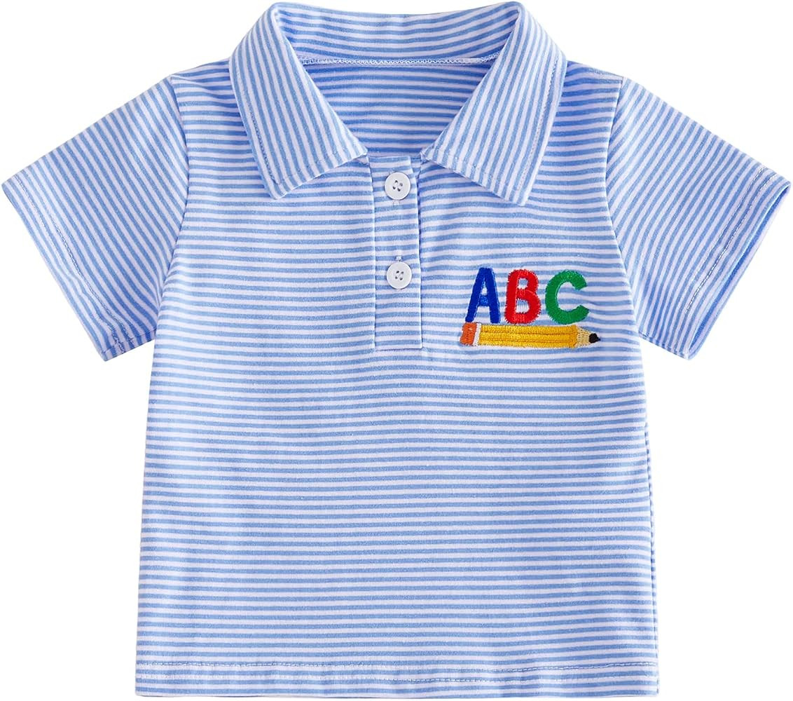 Toddler Boy Back to School Outfits Polo Shirt Summer Clothes | Amazon (US)