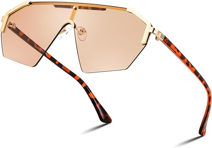 FEISEDY Fashion Flat One Piece Oversized Sunglasses Rimless Irregular Stylish Retro Design Shade ... | Amazon (US)