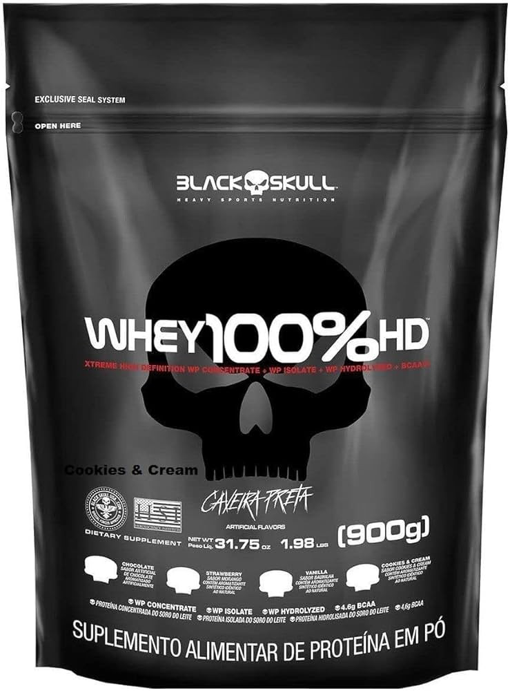 Whey 100% Hd - 900G Refil Cookies e Cream, Black Skull | Amazon (BR)