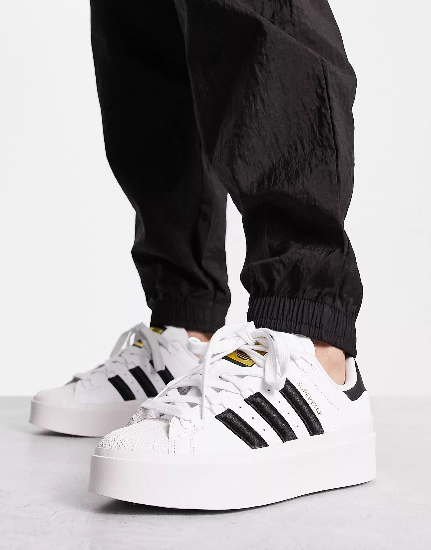 adidas Originals Superstar Bonega platform sneakers in white and black | ASOS (Global)