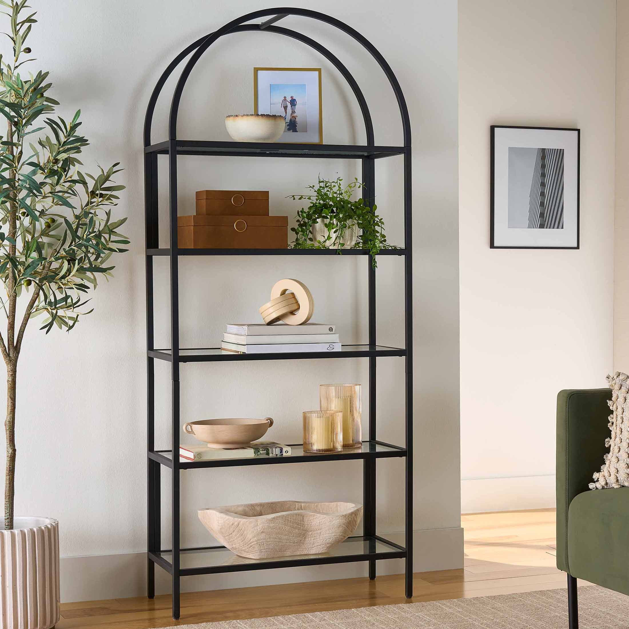 Better Homes & Gardens Nola Arch Bookshelf, Black Finish | Walmart (US)