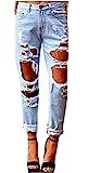 TENGFU Women's Sexy Distressed Destroyed Ripped Slim Blue Baggy Jeans Pants | Amazon (US)