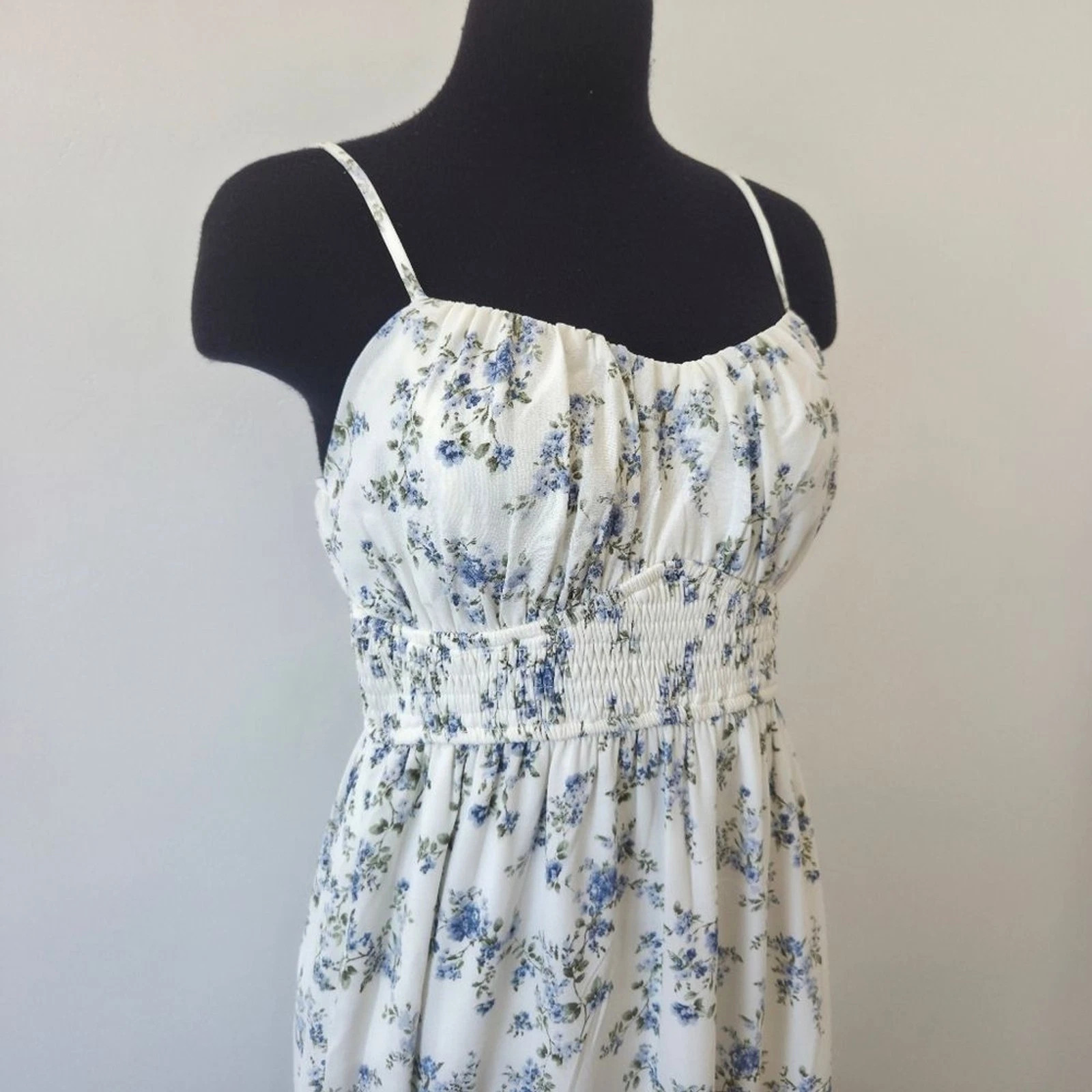 Inspired Hearts Maxi Dress Blue White Floral Cottagecore Corset Renfair Maiden | eBay US