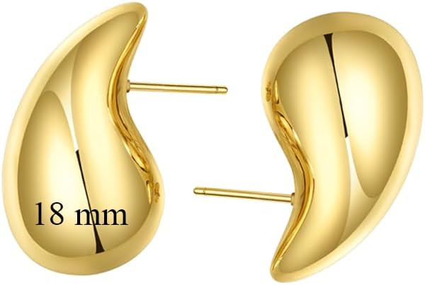 Ascona 18/25/32/47mm Chunky Gold Hoop Earrings for Women | Lightweight Tear Drop Earrings | Gold ... | Amazon (US)