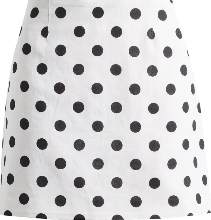WAYF Elle Polka Dot Linen Blend Miniskirt | Nordstrom | Nordstrom