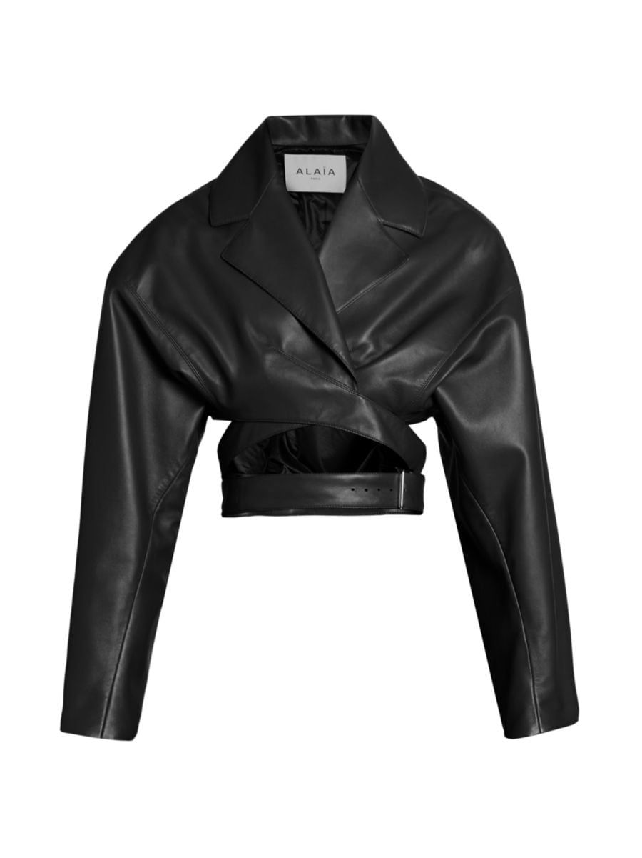 Cropped Wrap Leather Jacket | Saks Fifth Avenue