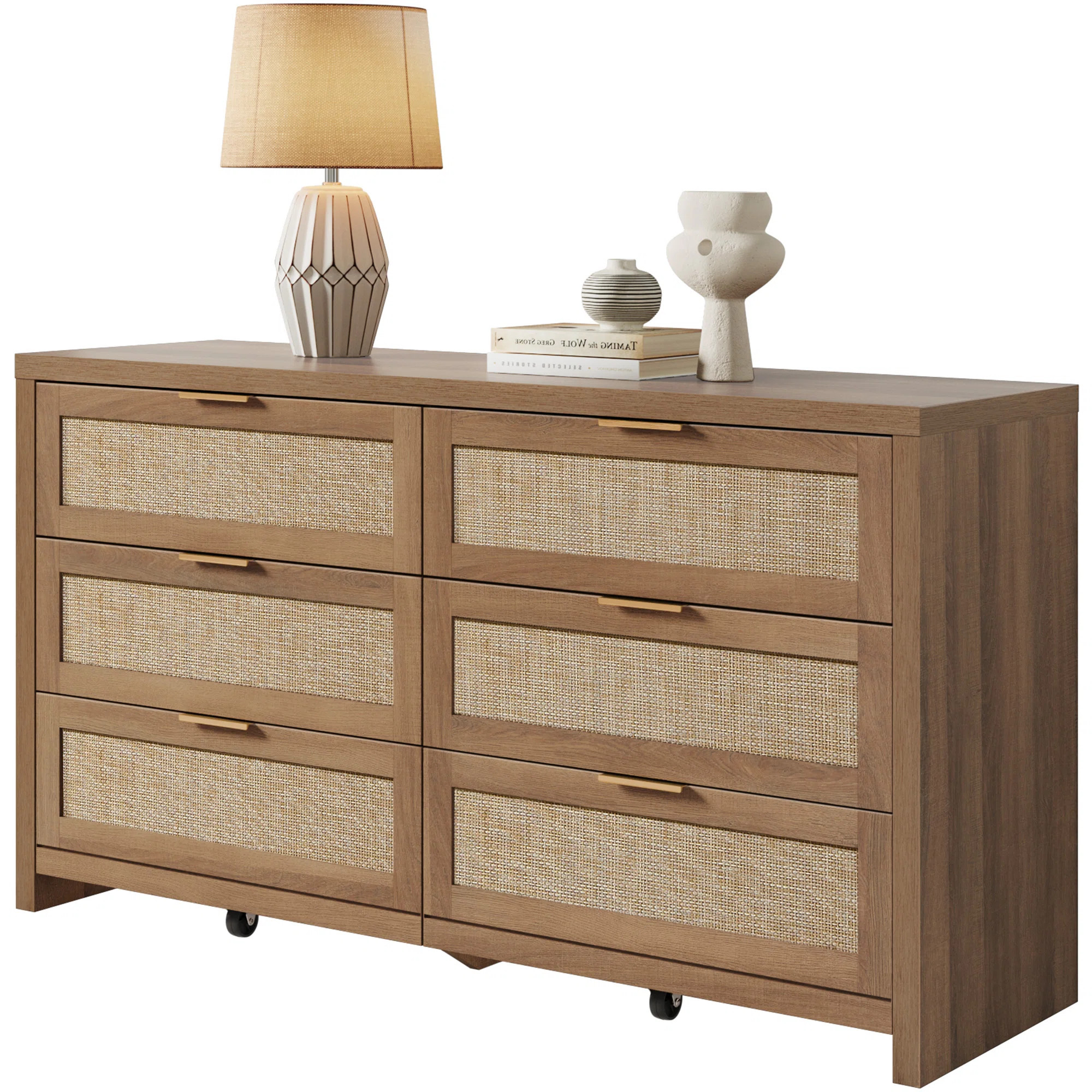 Chada Rattan 6 Drawer 56.85" Wide Dresser With Ample Storage | Wayfair North America