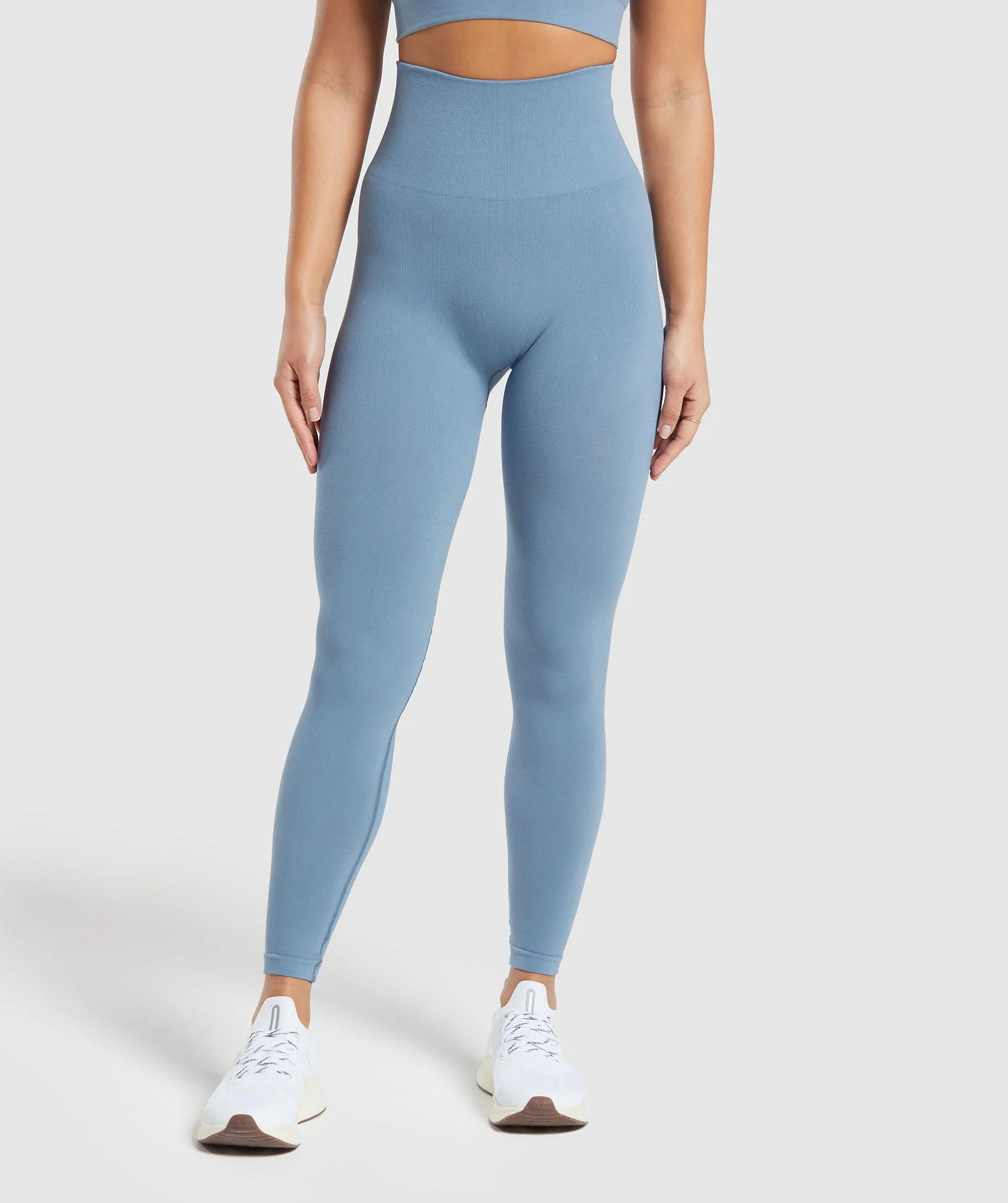 Gymshark Ribbed Cotton Seamless Leggings - Faded Blue | Gymshark US