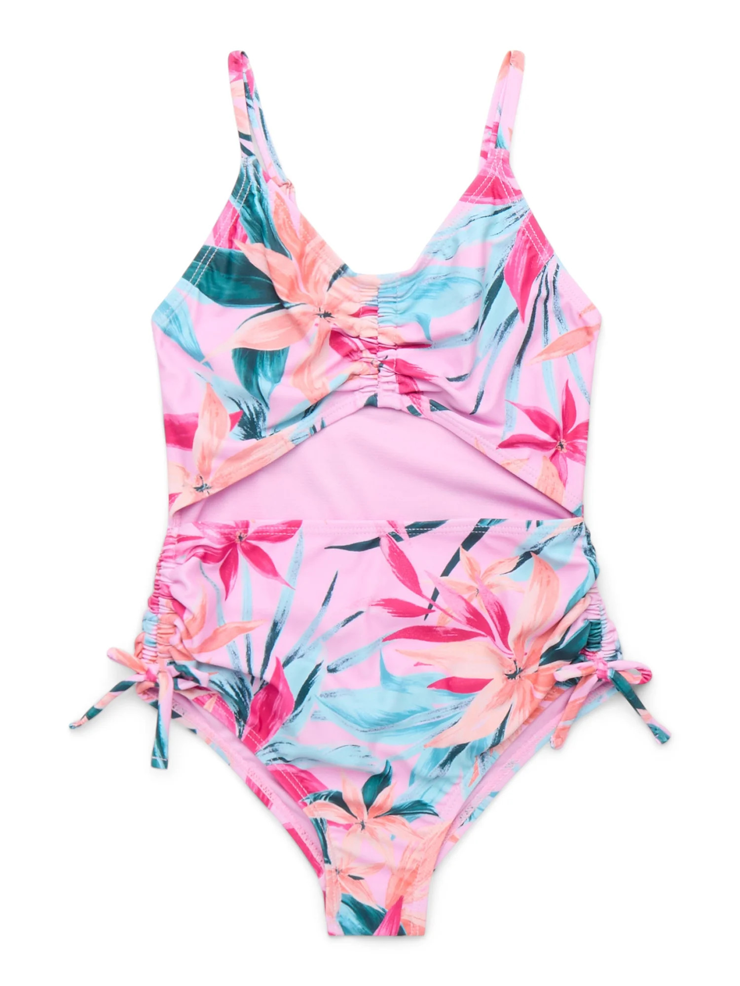 Jessica Simpson Girls Ruched Front Cutout Swimsuit, 1-Piece, Sizes XS-XL | Walmart (US)