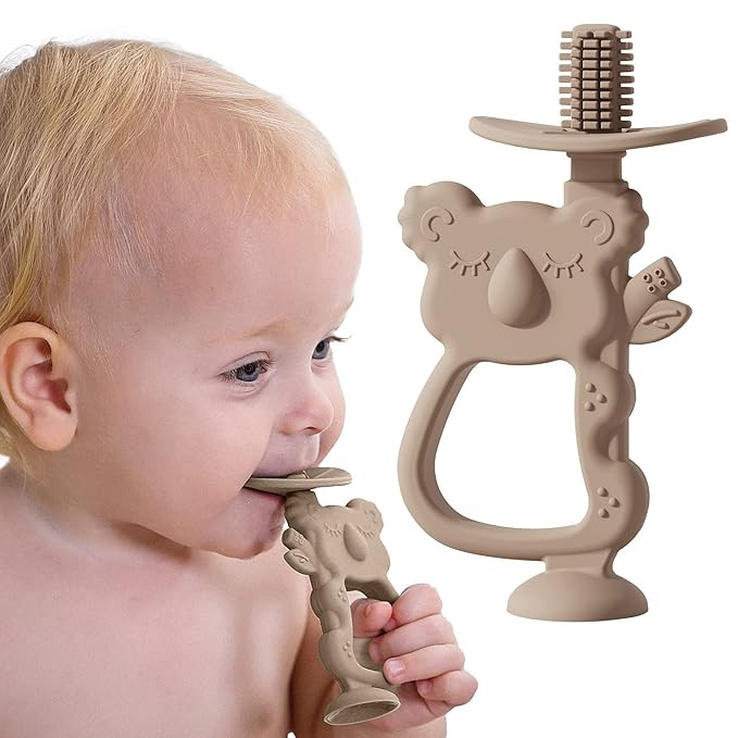 Moonkie 360° Baby Toothbrush Teether, BPA Free Silicone Suction Teething Toys for Babies (Koala ... | Amazon (US)