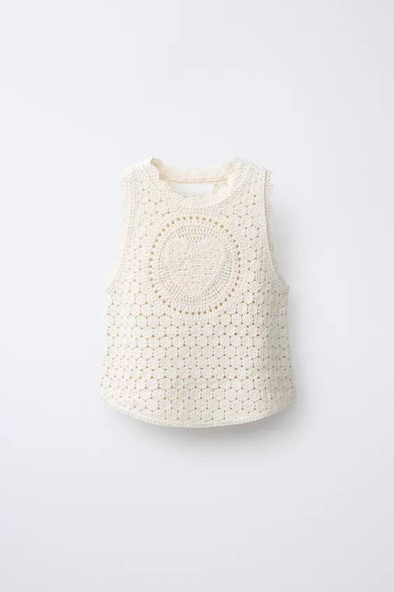 HEART CROCHET KNIT TOP | Zara UK