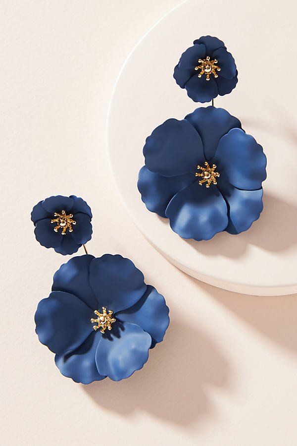Flower Power Drop Earrings By Zenzii in Blue | Anthropologie (US)