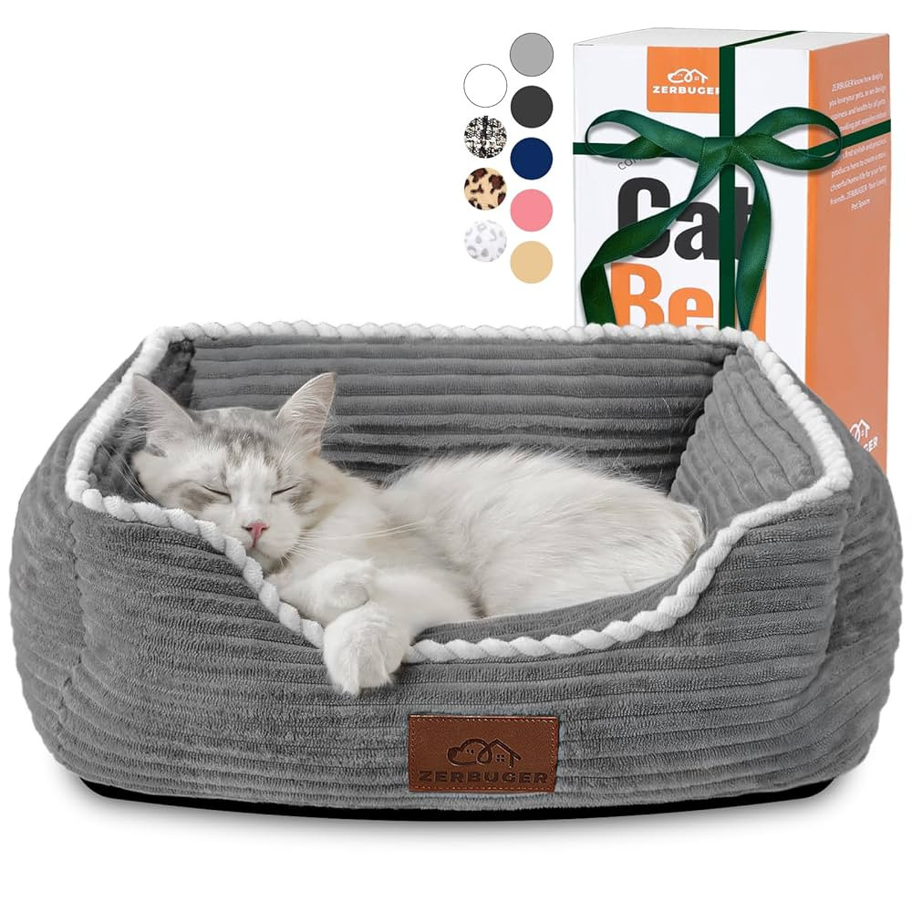 Cat Dog Bed for Pets, Rectangle Pet Bed Gift for Puppy and Kitten, Machine Washable Calming Fluff... | Amazon (US)