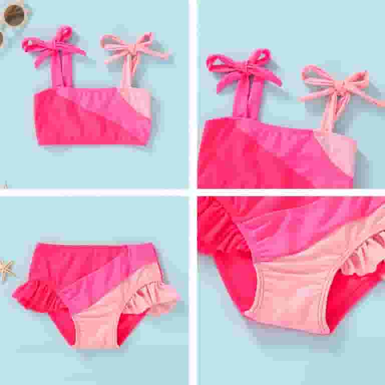 Yonger Tree Two-Piece Block Stripe Summer Beach Swimsuit Set (Toddler Girls) - Walmart.com | Walmart (US)