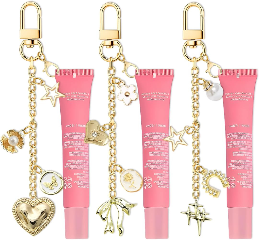3Pcs Lip Gloss Holder Keychains Charms - Lipbalm Holder for Lipsticks, Charm for Key Purse Decor ... | Amazon (US)