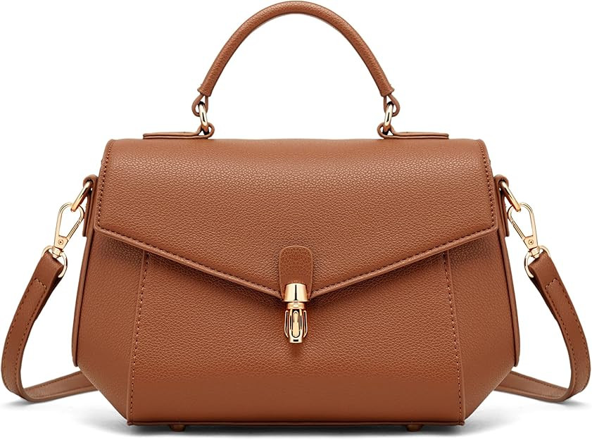 Crossbody Bags for Women Vegan Leather Top Handle Bag Trendy Handbags with Adjustable Strap | Amazon (US)