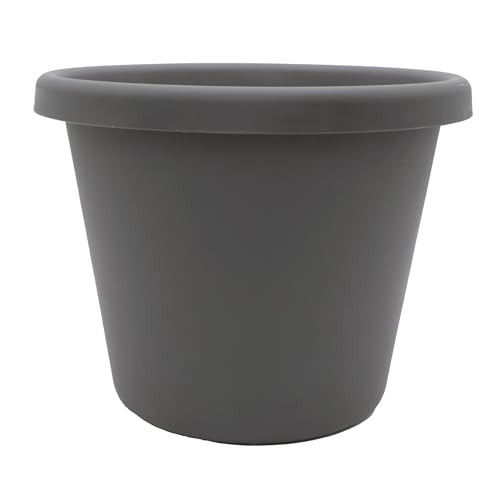 The HC Companies Classic Round Plastic Plant Pot w/Rolled Rim - Lightweight & UV Resistant Flower Pot for Herbs & More - Outdoor & Indoor Plant Pots w/Drainage (11.5 inch Warm Gray, Pack of 1) | Amazon (US)