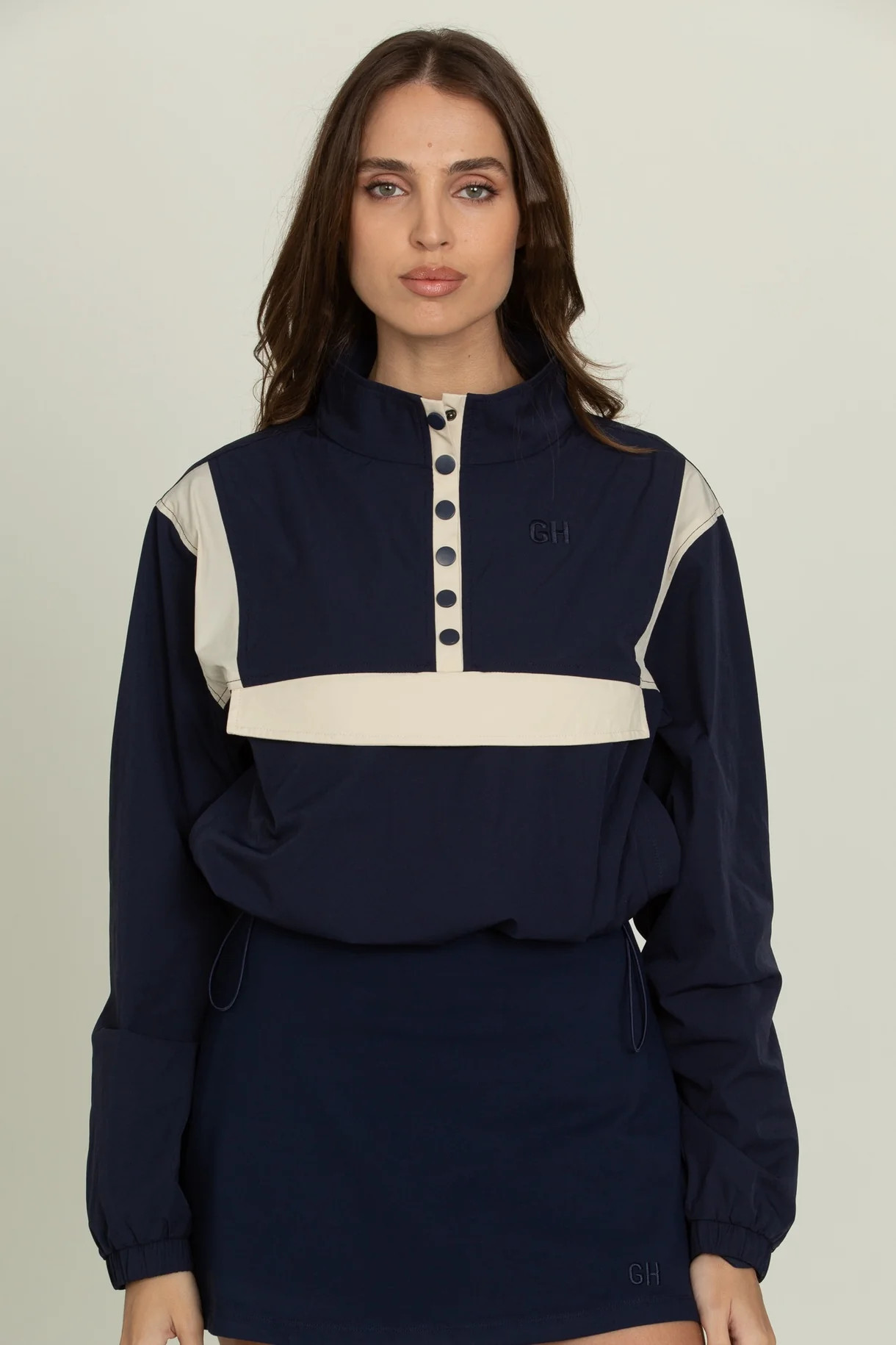 Vintage Navy AirGlyde Cropped Windbreaker | Gold Hinge