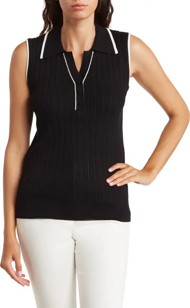 Tipped Sleeveless Polo Sweater | Nordstrom Rack