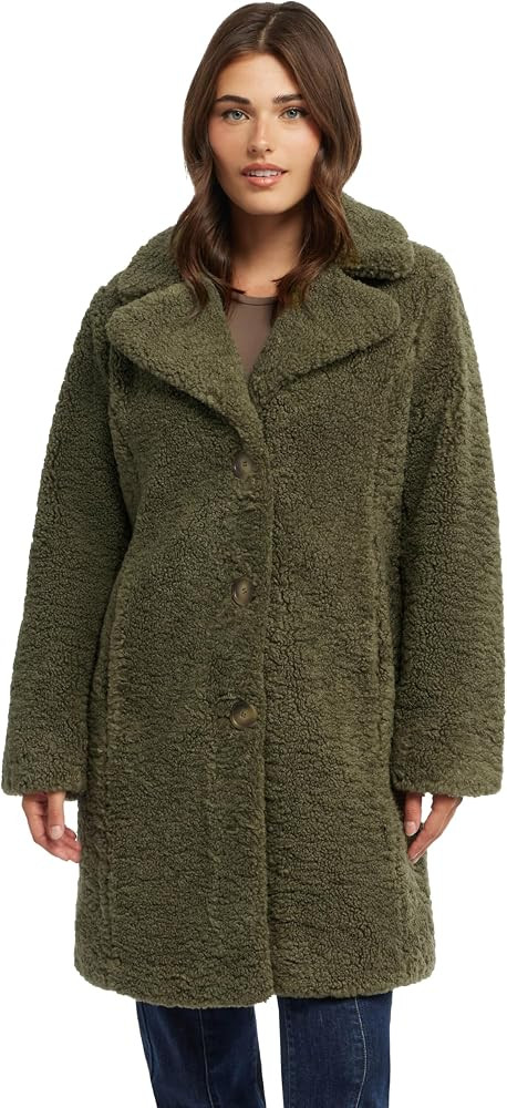 ELLEN TRACY Women's Fur Sherpa Jacket - Notch Collared Teddy Coat with Inseam Pockets - Plush She... | Amazon (US)