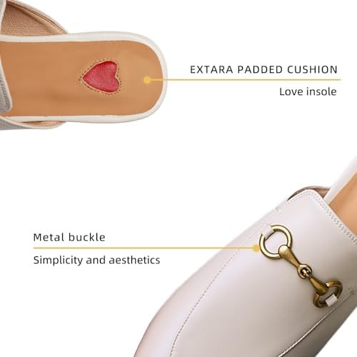 Vertundy Women's Mules Low Heel Flats Leather Slip On Backless Sandals for Girls Lady Work Slides | Amazon (US)