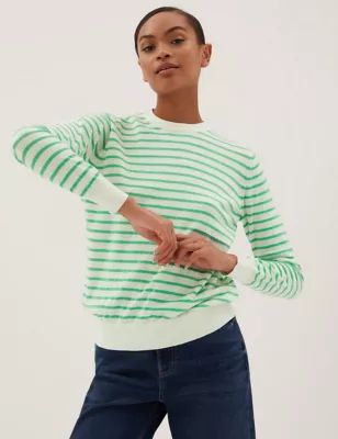 Pure Merino Wool Striped Crew Neck Jumper | Marks and Spencer AU/NZ