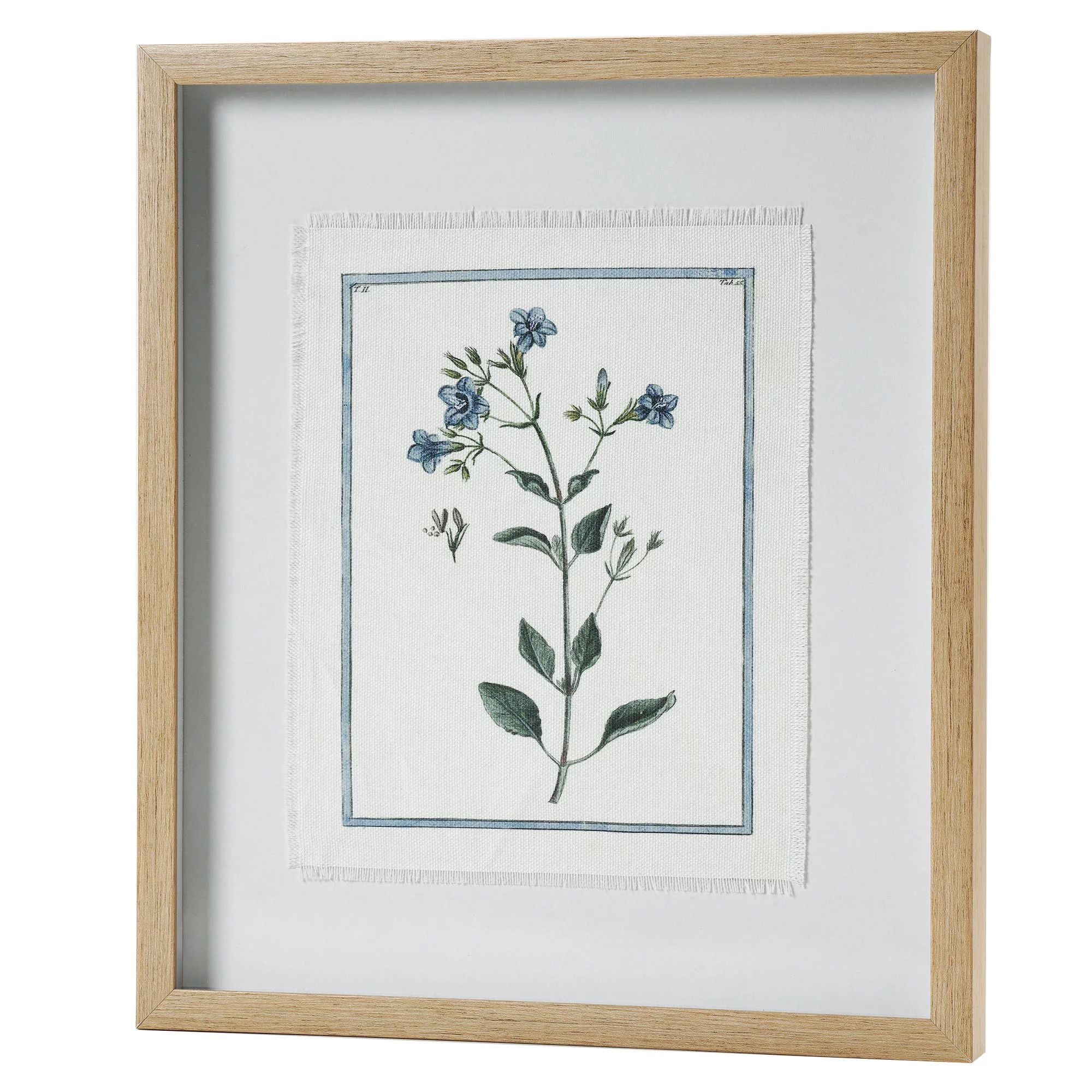 Crystal Art Gallery - Blue Flowers Printed Linen Framed Floral Farmhouse Wall Art - 13" x 15" | Walmart (US)