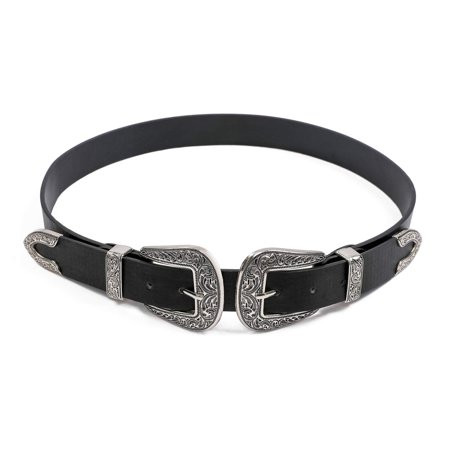 Western Belts for Women Vintage Design Leather Belt with Western-style Buckle Black Waist Belt for L | Walmart (US)